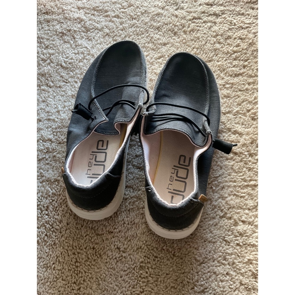 Hey Dude Wendy Chambray Off Black Slip On Loafer Shoes Women's Size 7